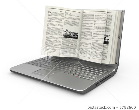 E-learning. Laptop screen as book on white background. 5792660