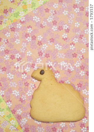 新年卡片圖像（蛇形餅乾） 5793537