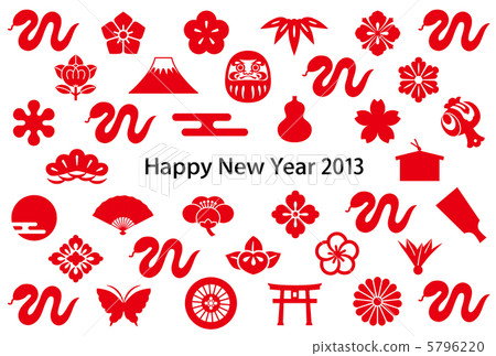 Snake 2013 New Year's card red and white Snake 2013 New Year's card red and white 5796220