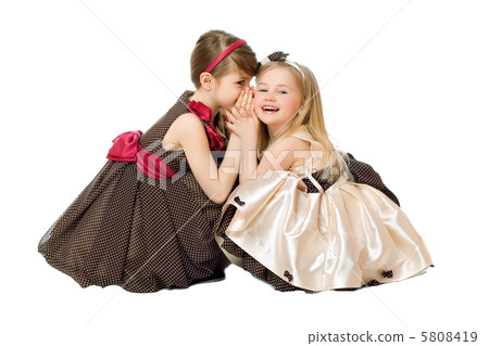 Two little girls talking. Isolated Two little girls talking. Isolated 5808419