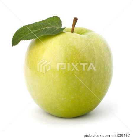 Sweet green apple with leaf Sweet green apple with leaf 5809417