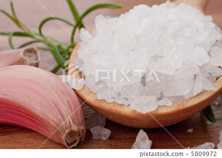 Fresh herbs and salt spoon 5809972