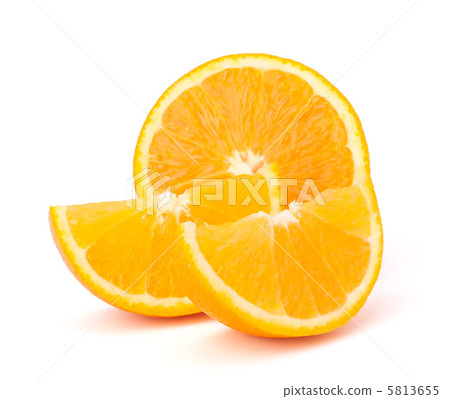 Sliced orange fruit segments  isolated on white background 5813655