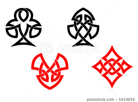 Poker card symbols in celtic style 5819850