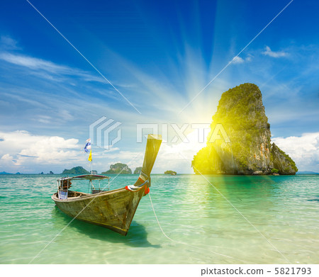 Long tail boat on beach, Thailand Long tail boat on beach, Thailand 5821793