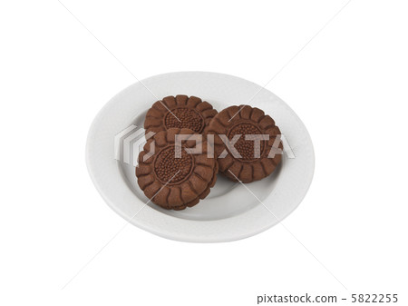 Chocolate cookies on a withe plate isolated Chocolate cookies on a withe plate isolated 5822255