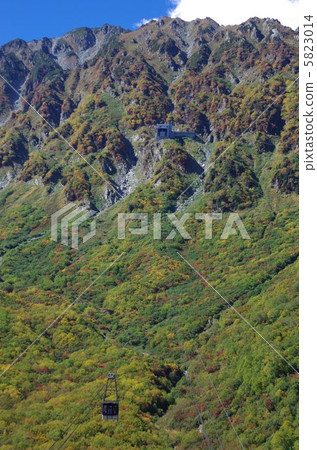 Tateyama mountain range of autumn leaves and ropeway 5823014