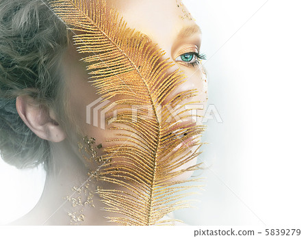 Fashion style - theatrical golden girl face Fashion style - theatrical golden girl face 5839279