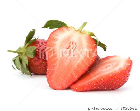 Halved strawberries isolated on white background Halved strawberries isolated on white background 5850561