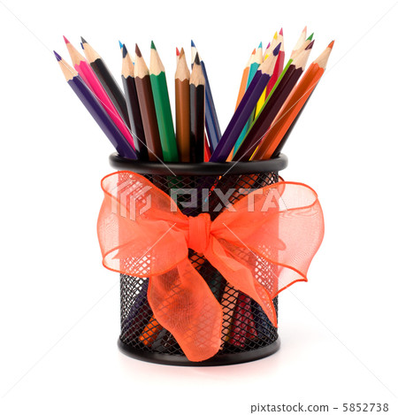 .Colour pencils isolated on white background close up. .Colour pencils isolated on white background close up. 5852738