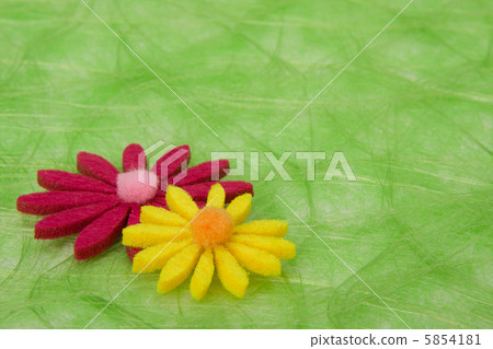 Spring background. Flowers on green sisal background. 5854181
