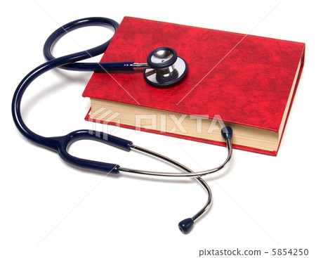 stethoscope on red book isolated on white background stethoscope on red book isolated on white background 5854250
