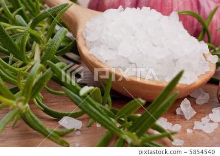 Fresh herbs and salt spoon 5854540