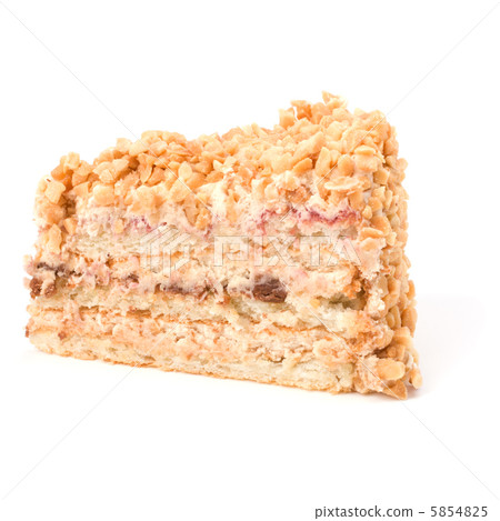 Slice of cream cake isolated on white background Slice of cream cake isolated on white background 5854825