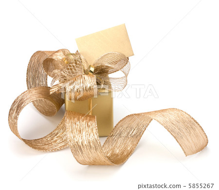 Luxurious gift with note isolated on white background 5855267