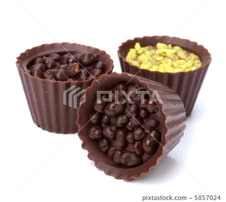 chocolate pralines isolated on white background 5857024