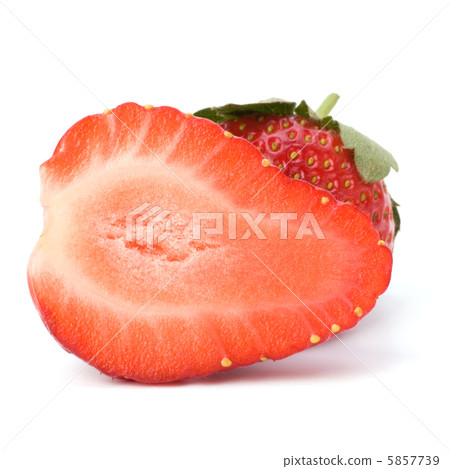 Halved strawberries isolated on white background Halved strawberries isolated on white background 5857739