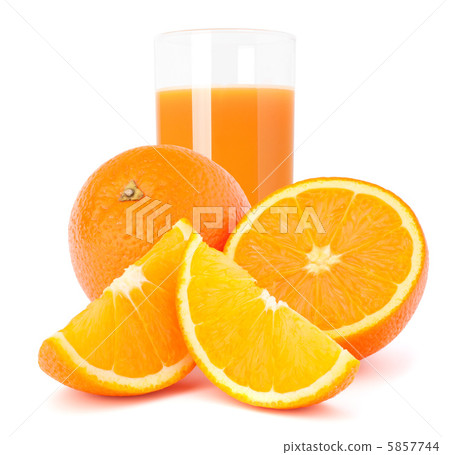Orange  juice glass  and orange fruit 5857744