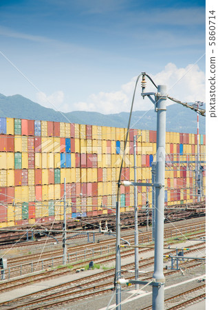 Stacks of containers at the loading port Stacks of containers at the loading port 5860714