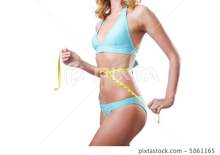 Young lady with centimetr in weight loss concept 5861165