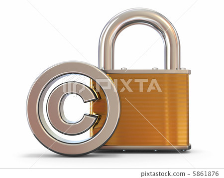Sign of copyright with padlock. 3d 5861876