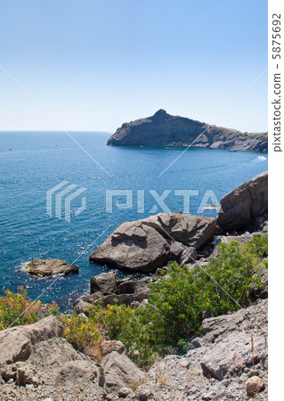 Summer view seacoast. Sudak beach. Black Sea, Ukraine Summer view seacoast. Sudak beach. Black Sea, Ukraine 5875692
