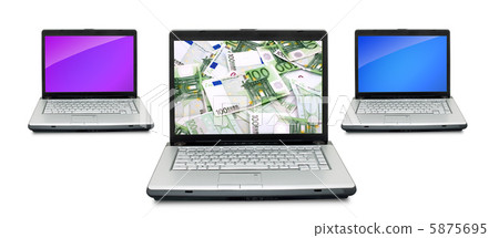 Open laptops with money Open laptops with money 5875695