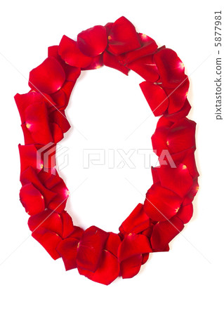 Letter O made from red petals rose on white Letter O made from red petals rose on white 5877981