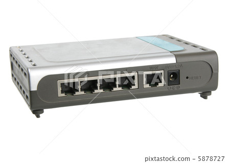 Back panel of network router. 5878727