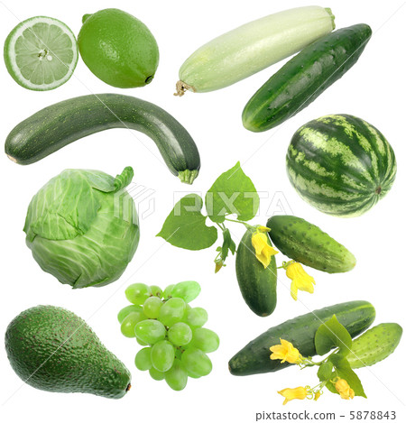 Set of green fruits and vegetables 5878843