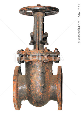 Single very rusted valve of outdoor pipeline 5879454