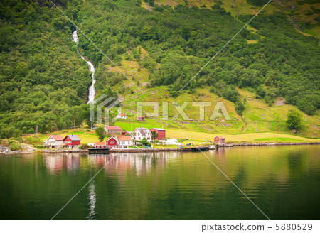 Small village in Naeroyfjord, Norway Small village in Naeroyfjord, Norway 5880529
