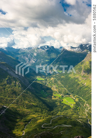 Geiranger fjord, view from Dalsnibba mountain, Norway 5880562