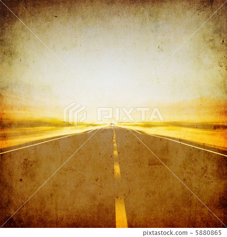 grunge image of highway and blue sky 5880865