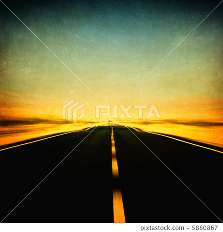 grunge image of highway and blue sky in motion blur 5880867