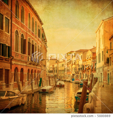 Vintage image of Venetian canals, Italy 5880869