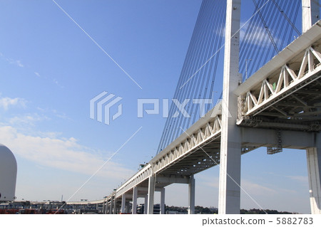 Yokohama Bay Bridge and a clear sky seen from below Yokohama Bay Bridge and a clear sky seen from below 5882783