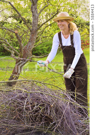 Young woman cleaning tree limbs 5884413