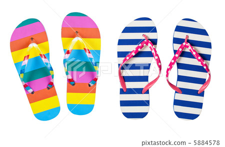 Colourful flip flops isolated on white 5884578