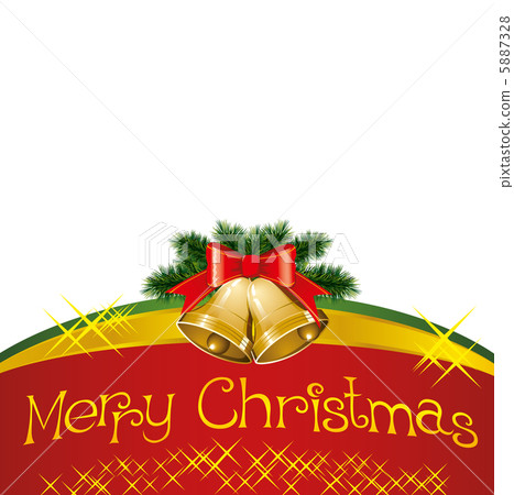 christmas card with bells with christmas tree 5887328