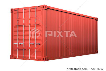 Red cargo container - isolated on white background 5887637