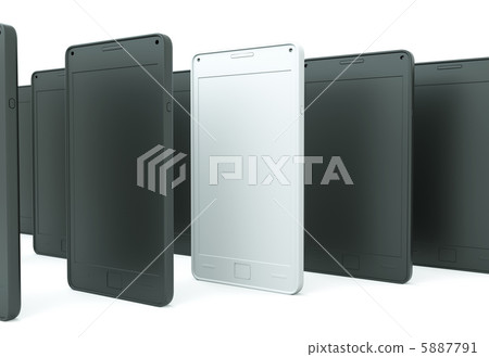 Choosing a smart phone: white cellphone among black Choosing a smart phone: white cellphone among black 5887791