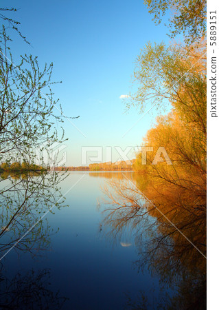 blue and yellow lake landscape blue and yellow lake landscape 5889151