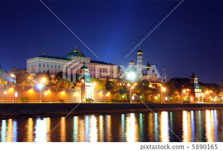 kremlin from river at night in Moscow 5890165