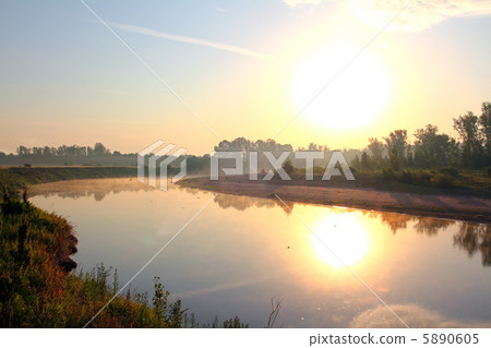 river landscape with sunrise 5890605