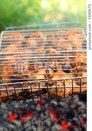 cooking barbecue on grill close-up cooking barbecue on grill close-up 5890678