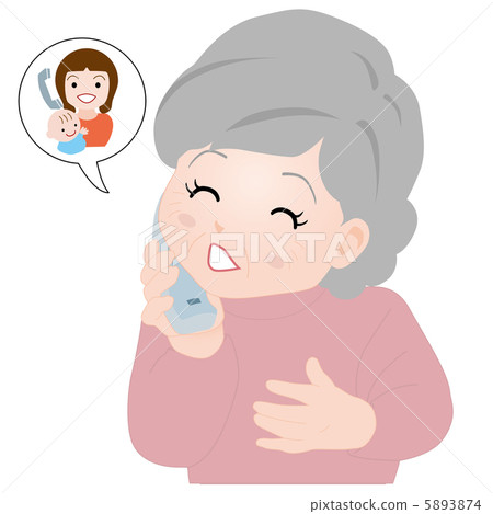 Granny phone relief 01 - Stock Illustration [5893874] - PIXTA