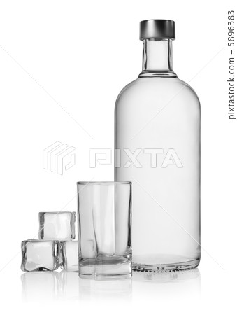 Bottle of vodka and ice cube Bottle of vodka and ice cube 5896383