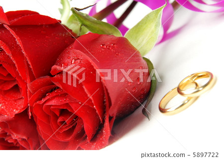 Roses and wedding rings 5897722