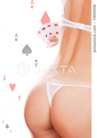 Beautiful girl holding three of a kind sevens Beautiful girl holding three of a kind sevens 5900906